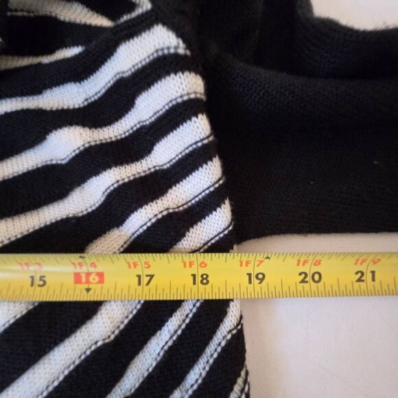 Shoreline Womens Black White Stripe Shawl Collar Cardigan Sweater Small/Medium - Picture 7 of 10